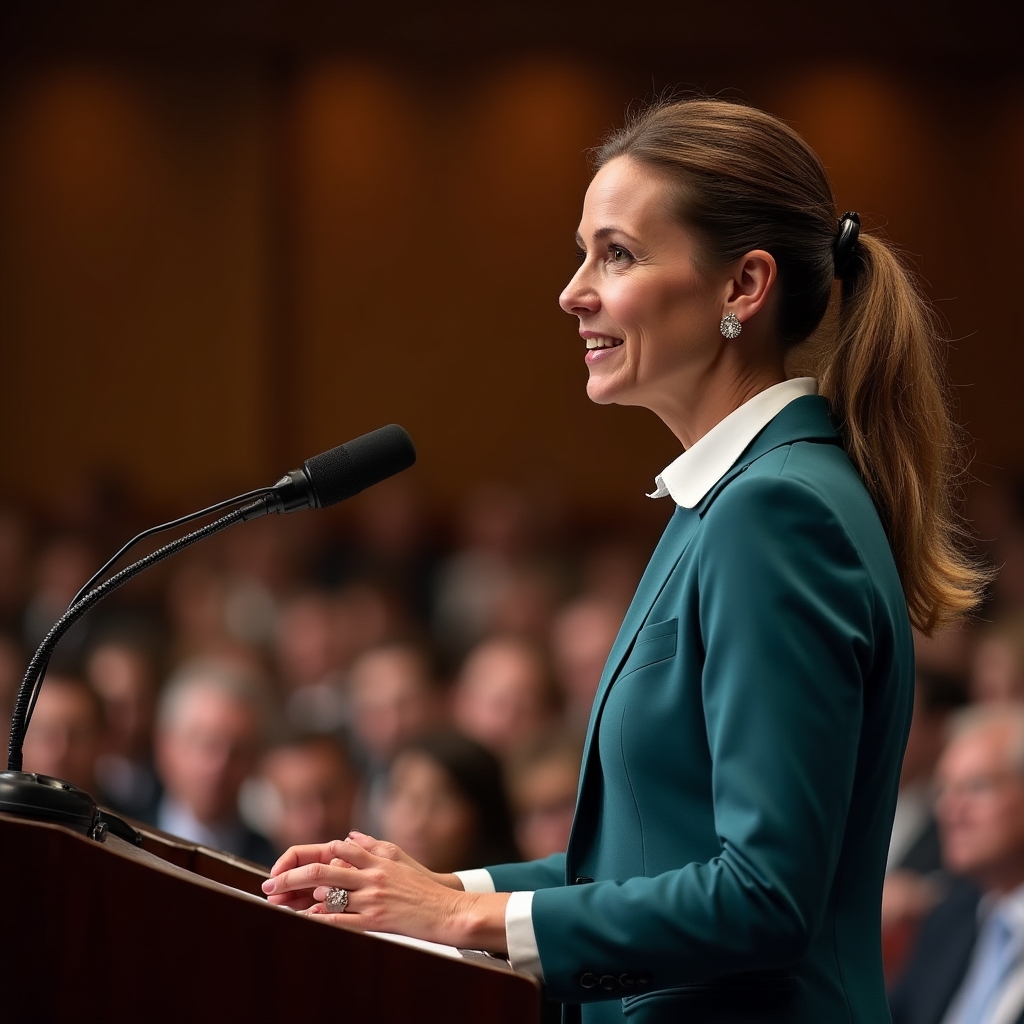 Professionista che interviene durante una conferenza